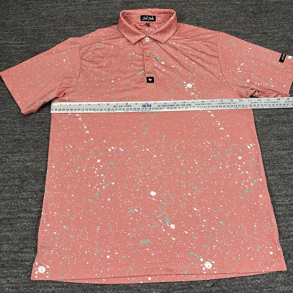 Bad Birdie Golf Polo Shirt Medium Paint Splatter 2 The Sequel Pink AOP Funky - Picture 4 of 12